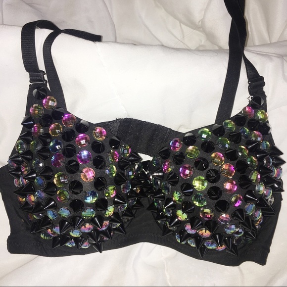 Urban Outfitters Other - Iridescent Rainbow Spikey Rave Bra